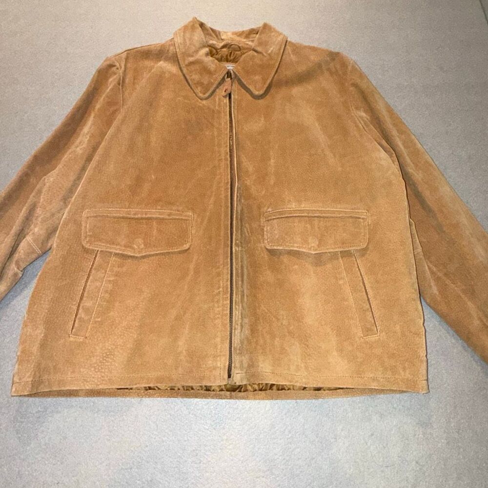 90s Vintage Tan Suede Leather Jacket Men’s XL | Quiet Luxury Transitional Americ